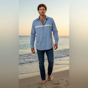 Alfani Light Blue Casual Button-Down Shirt - Size XL